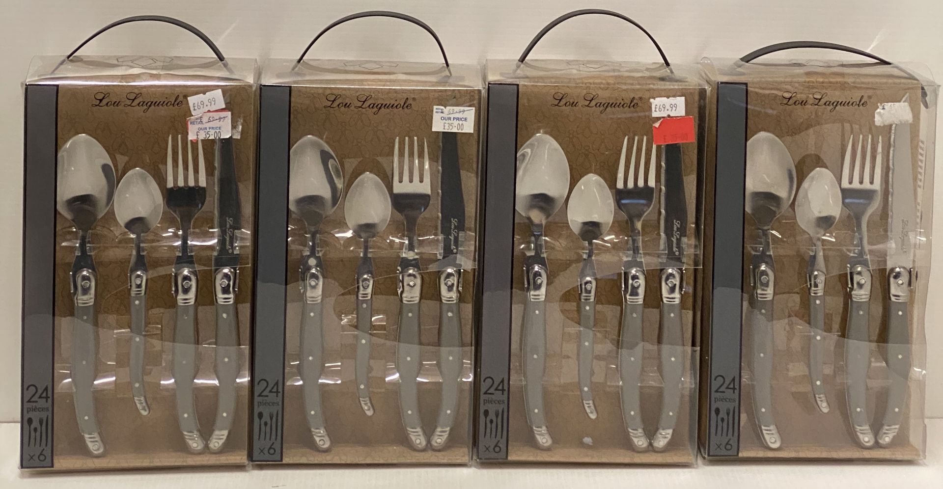 4 x Lou Laguiole 24 piece grey cutlery sets RRP £69.