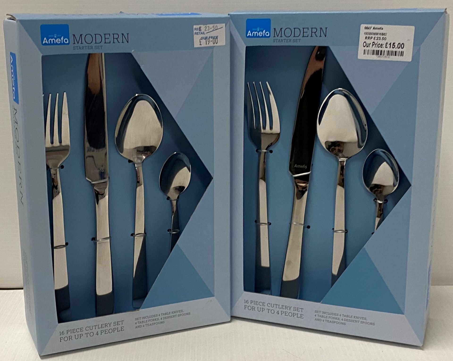 2 x Amefa Modern Bliss 16 piece cutlery starter sets RRP £23.