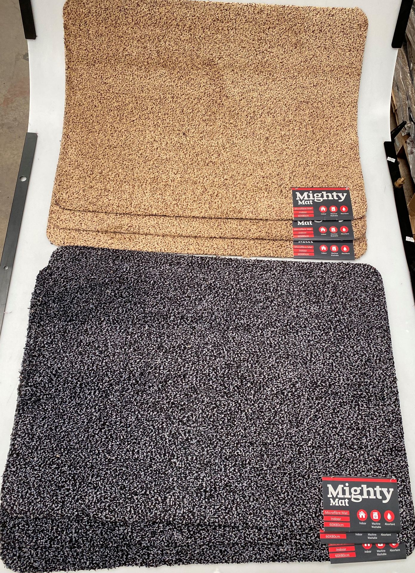 12 x Homebase Mighty Mats in assorted colours (black and beige in each pack of 6) - 60cm x 80cm