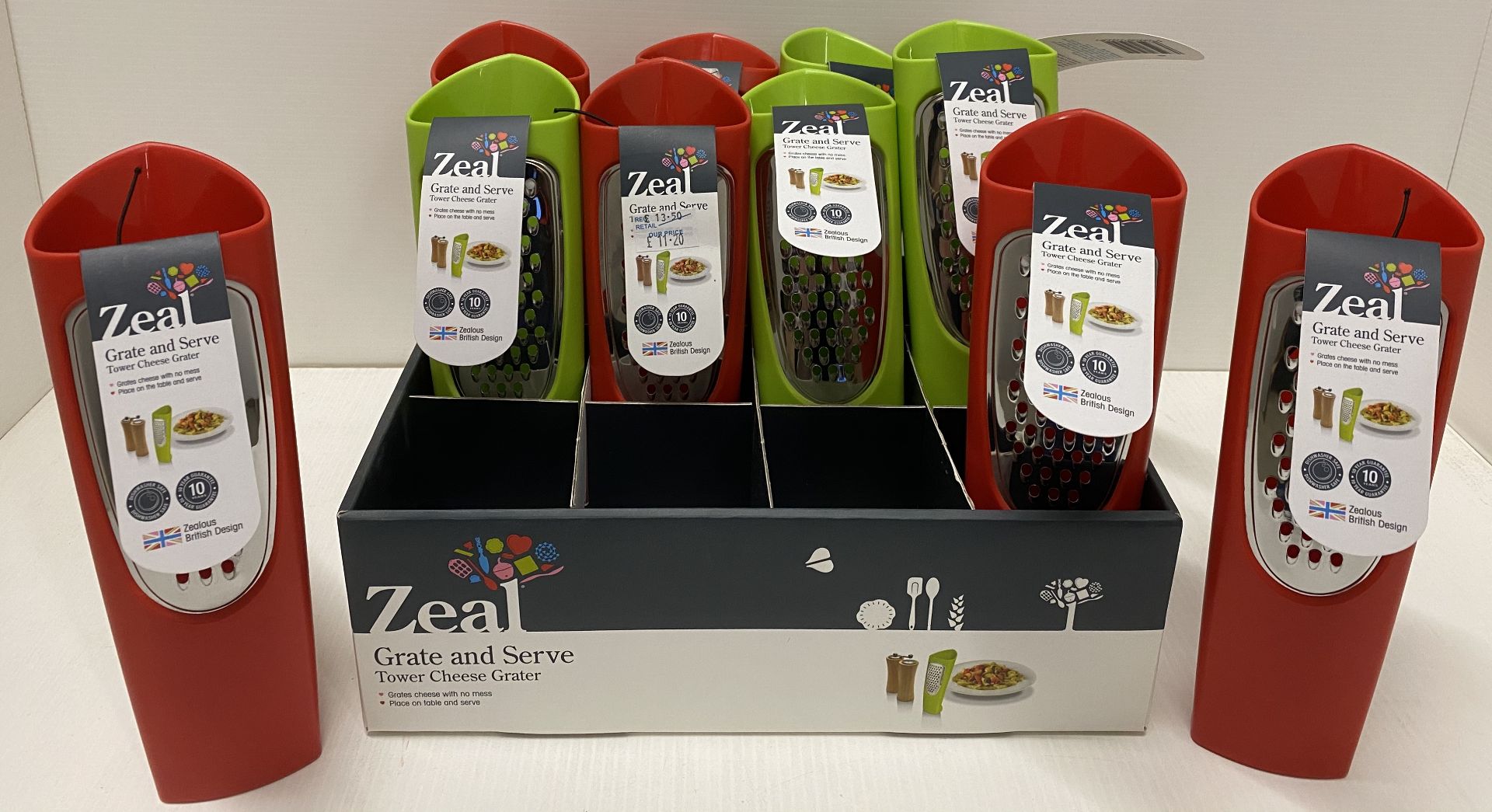 11 x Zeal kitchen accessories - Grate and serve tower cheese graters RRP £13.