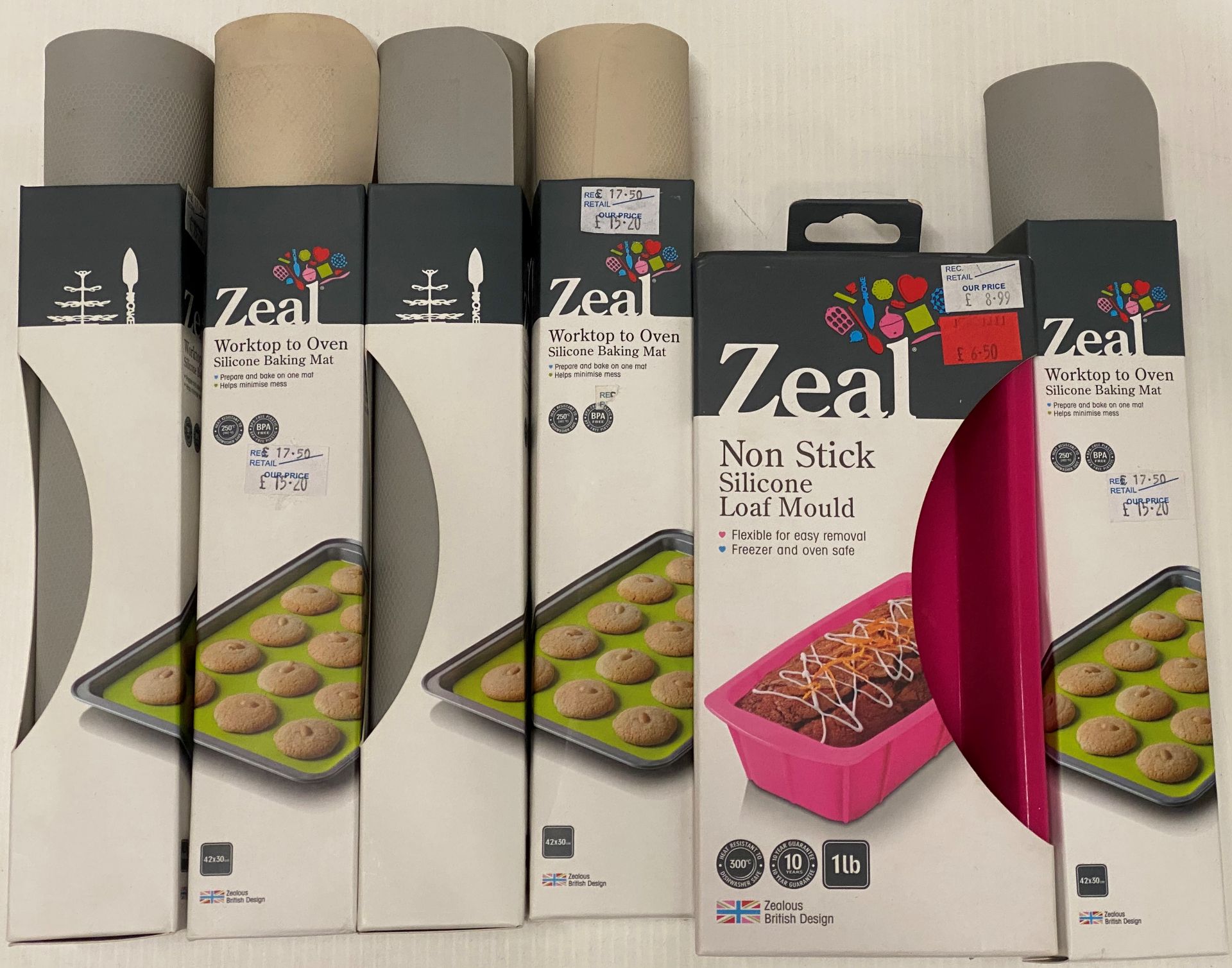 6 x Zeal kitchen accessories - 5 x worktop to oven silicone baking mats 42cm x 30cm RRP £17.