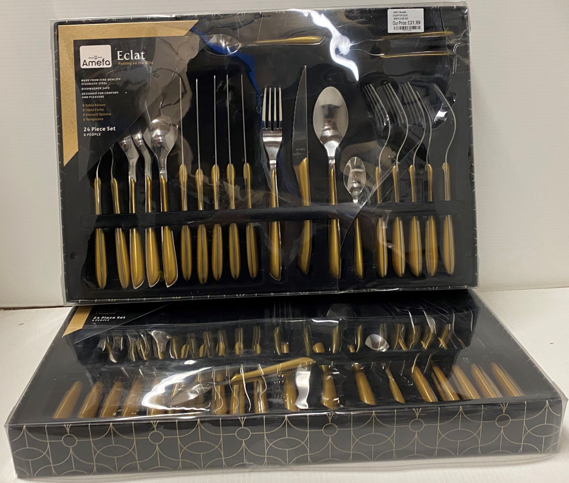 2 x Amefa Eclat Gold 24 piece cutlery sets RRP £45.