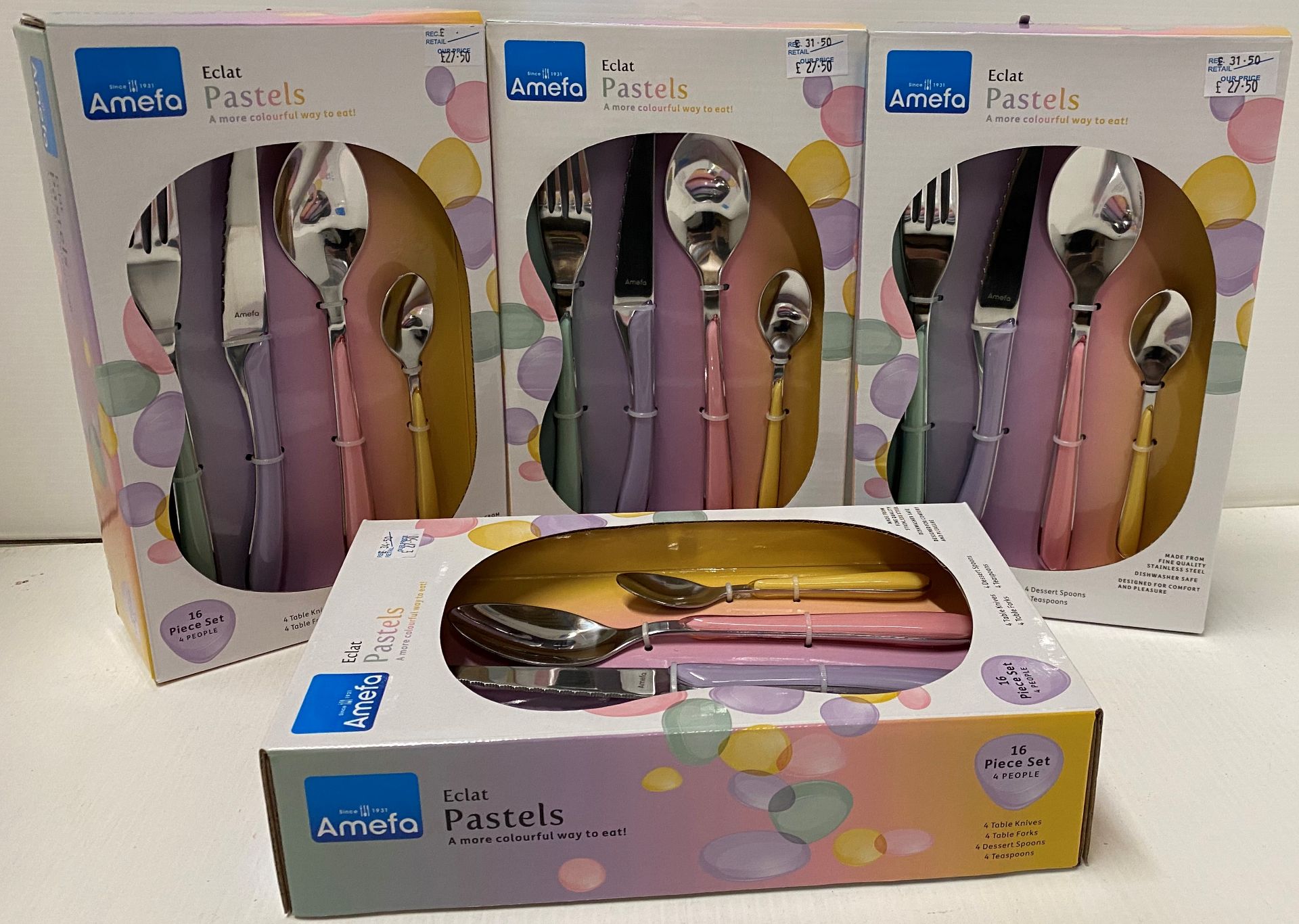 4 x Amefa Eclat Pastels 16 piece cutlery sets RRP £34.