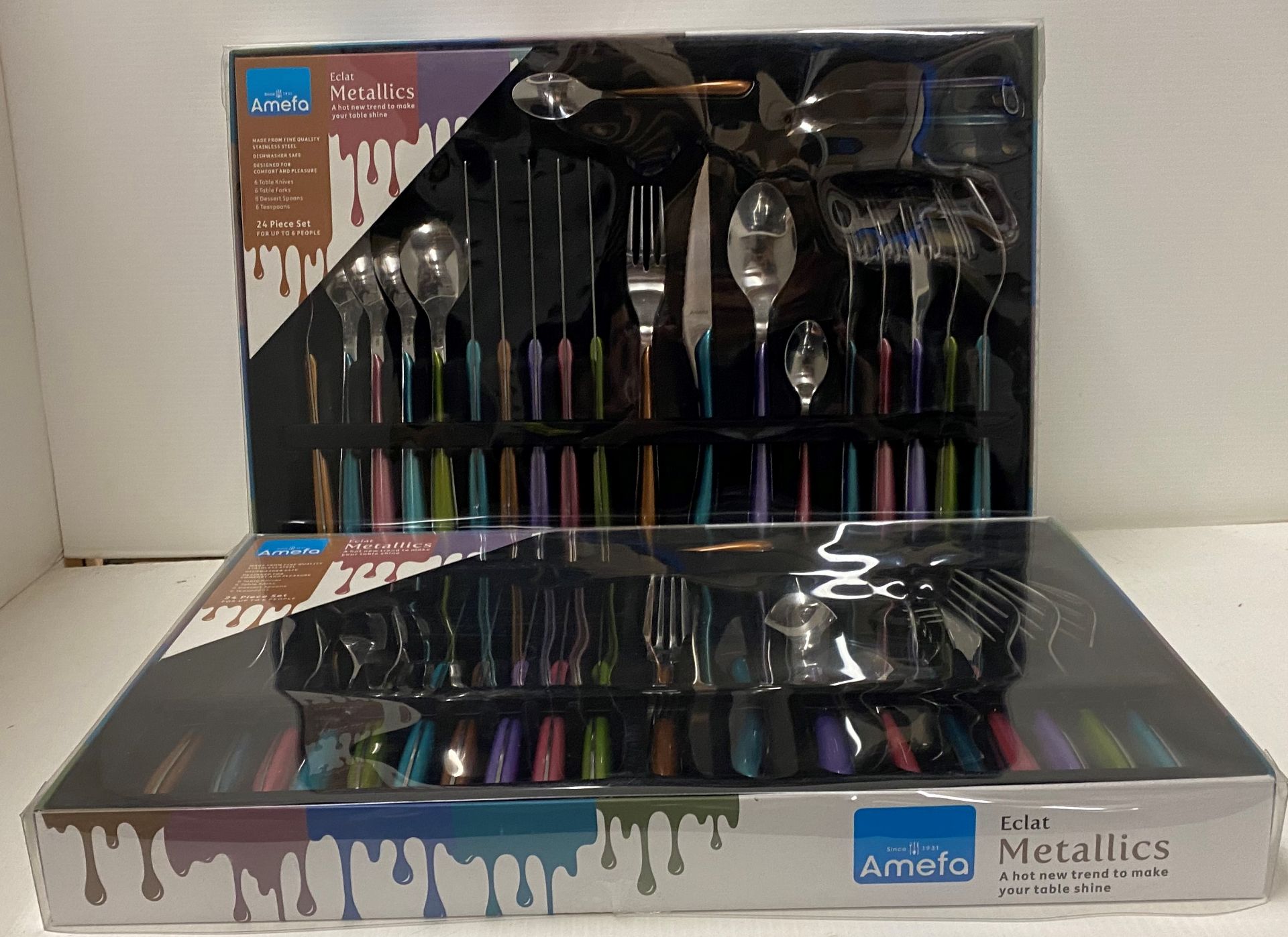 2 x Amefa Eclat Metallics 24 piece cutlery sets RRP £45.