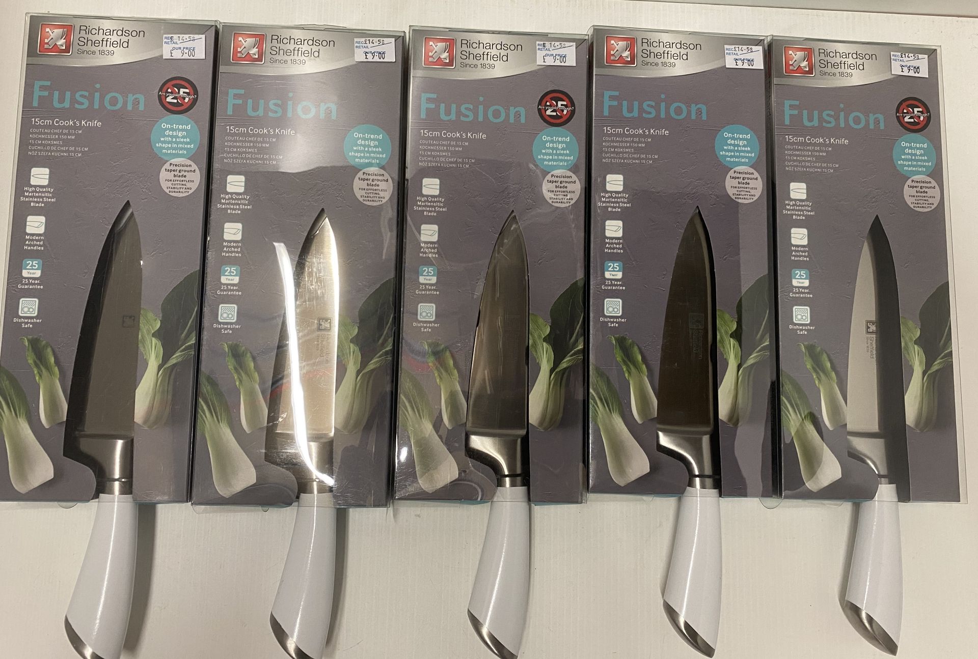 5 x Richardson Sheffield Fusion 15cm Cook's knives RRP £14.