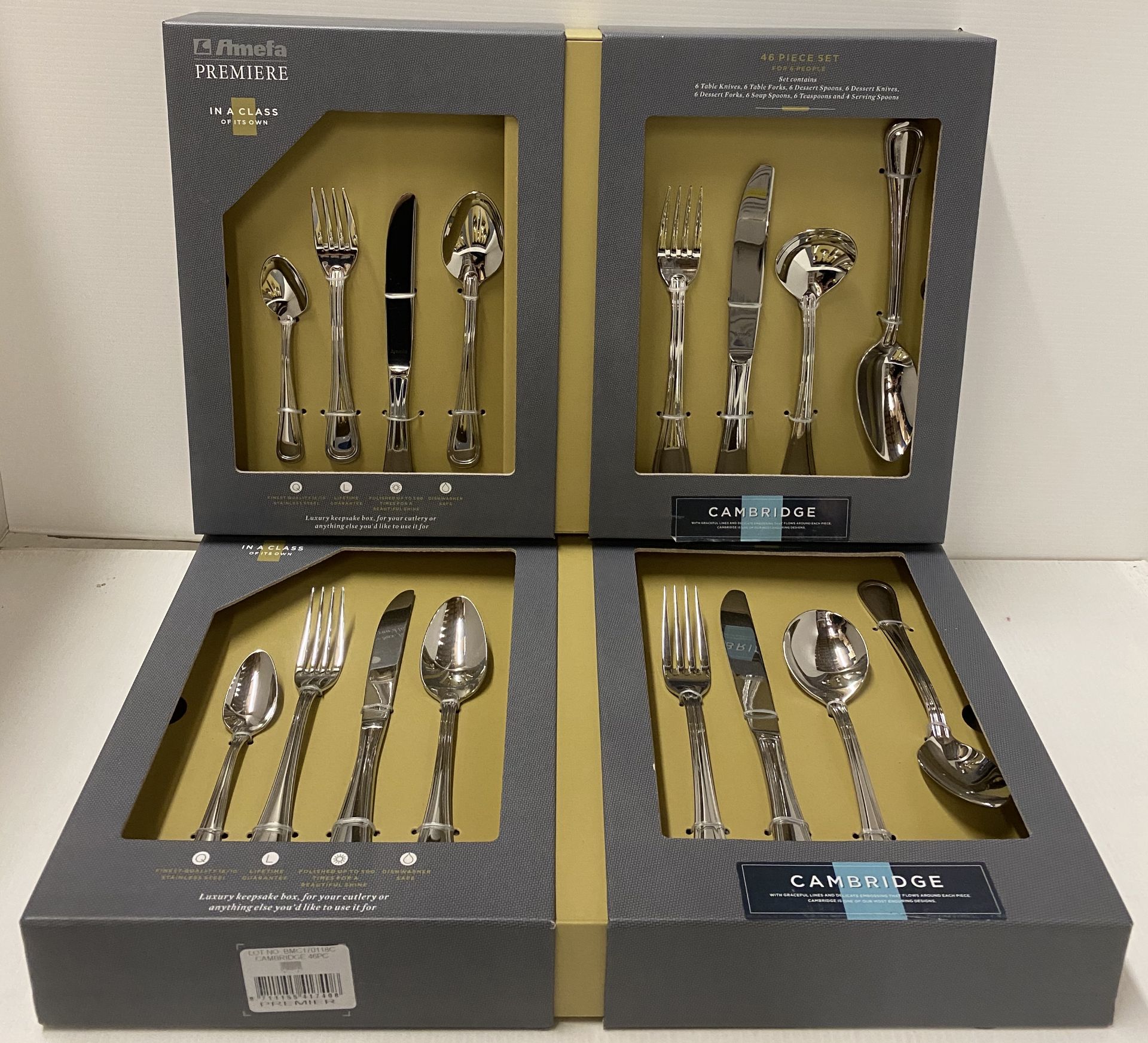 2 x Amefa Premier Cambridge 46 piece cutlery sets RRP £137.