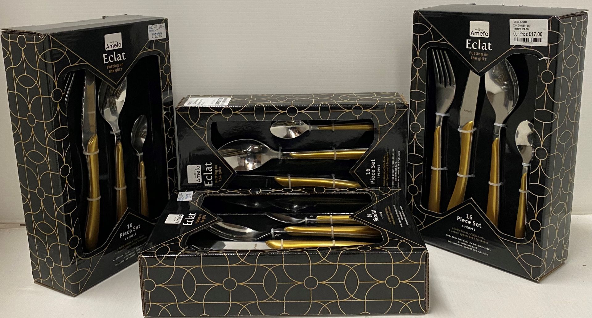 4 x Amefa Eclat Gold 16 piece cutlery sets RRP £24.
