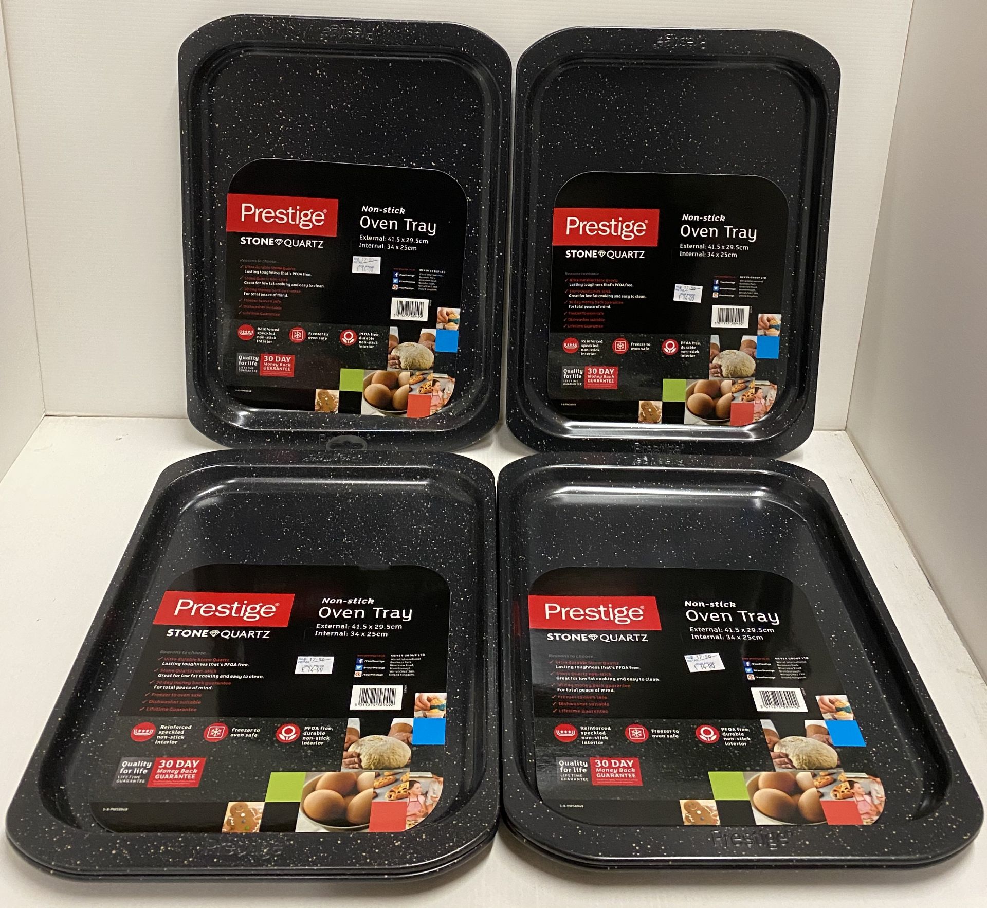 6 x Prestige Stone Quartz non-stick oven trays (41.5cm x 29.5cm) RRP £17.