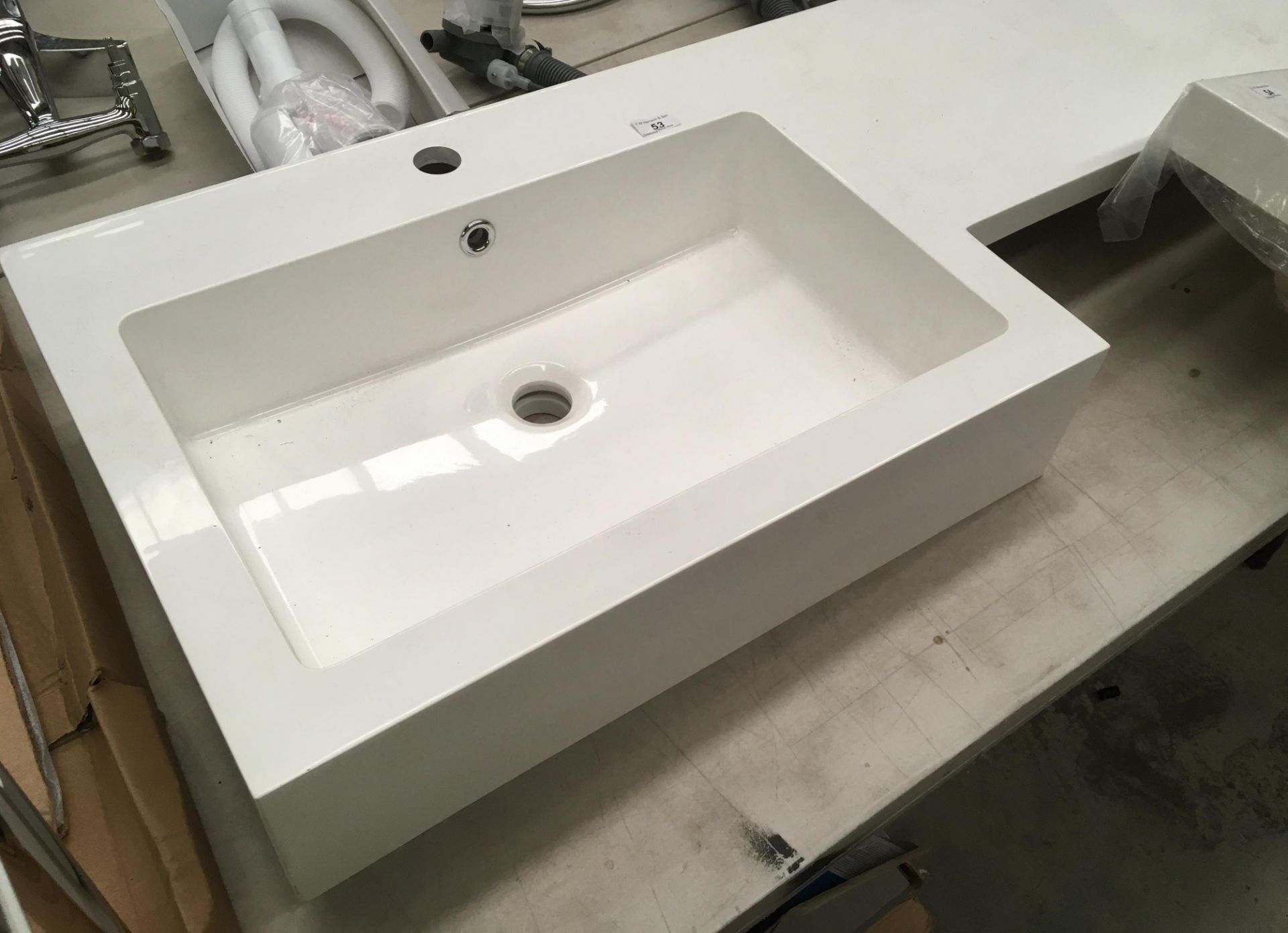 1500 x 450 polymarble sink and work surface