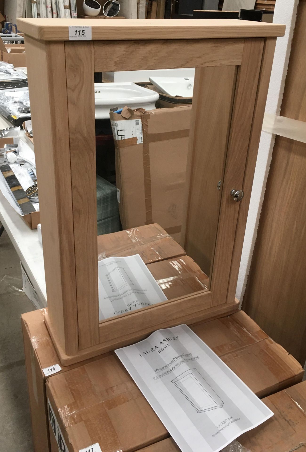 Laura Ashley solid oak mirror cabinet