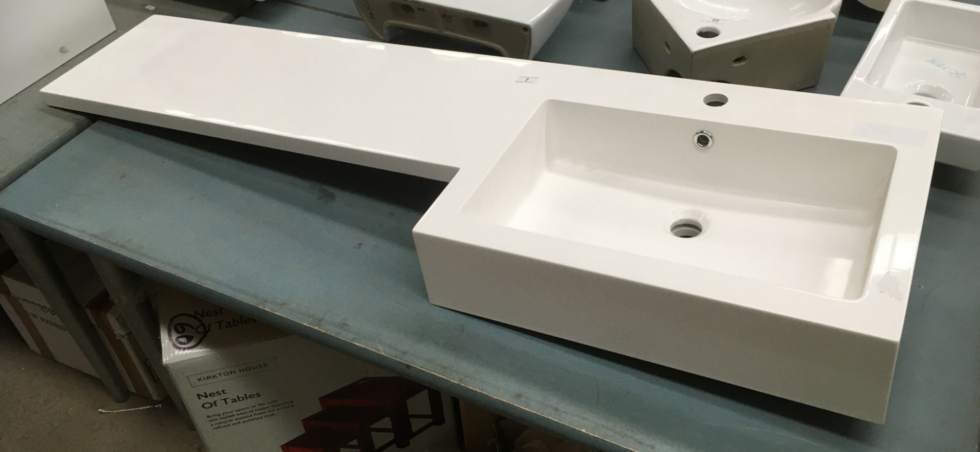 1500 x 450 right hand polymarble sink and work surface