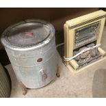 A Brunlec galvanised washing machine - plug cut off and a Belling & Co Ltd electric fire - plug cut