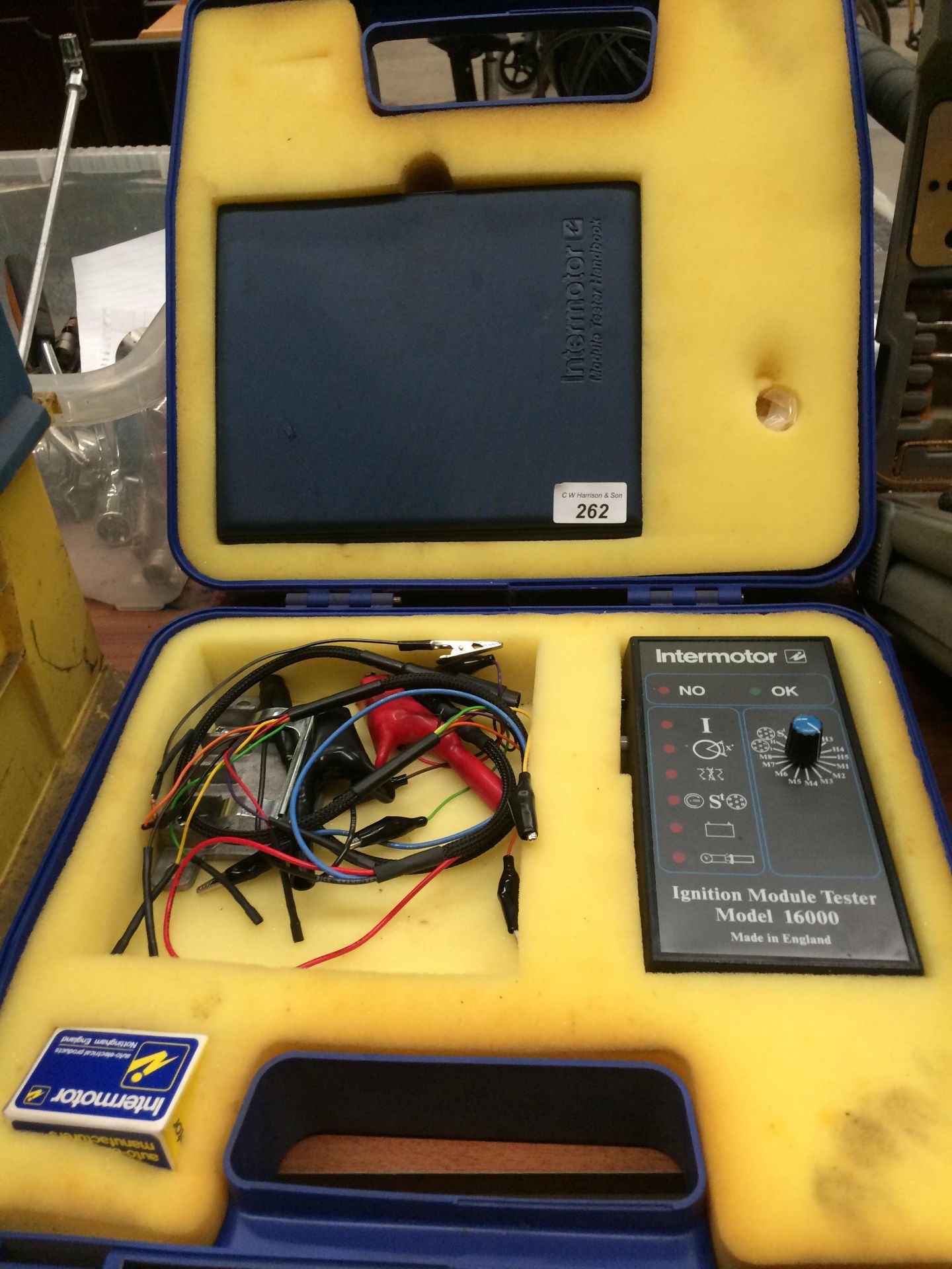 An Intermotor Ignition module tester model 16000 in blue plastic case