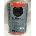 Philips Car Speakers EF 5025 MKII, 1 pair customized 2 way system 50W. Boxed New.