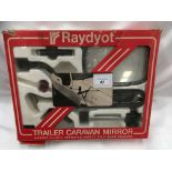 Raydyot trailer caravan mirror, instant clutch operated, safety fold back feature, drivers side.