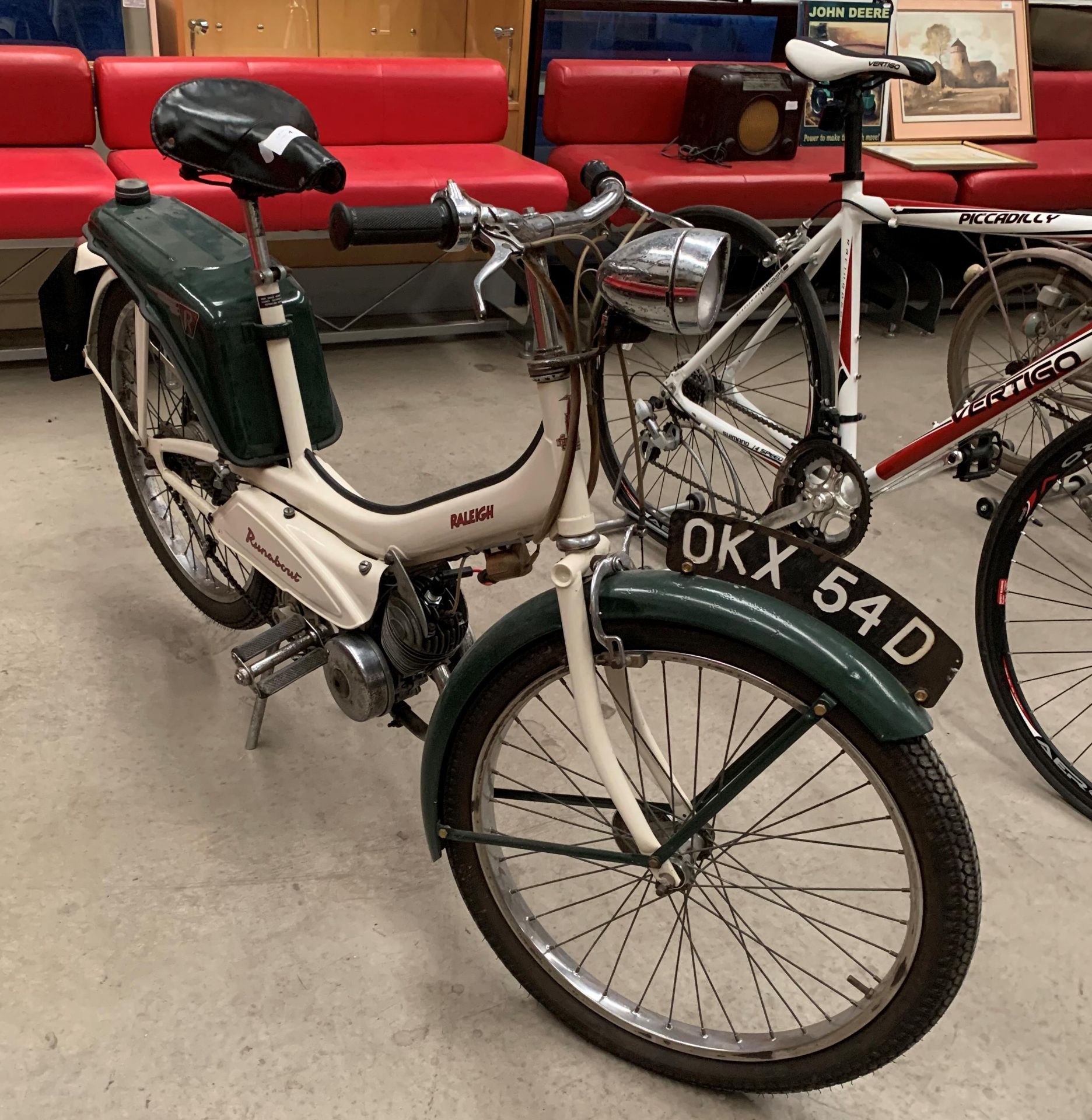 A RALEIGH RUNABOUT MODEL RM6 MOPED - Petrol - Green/White.