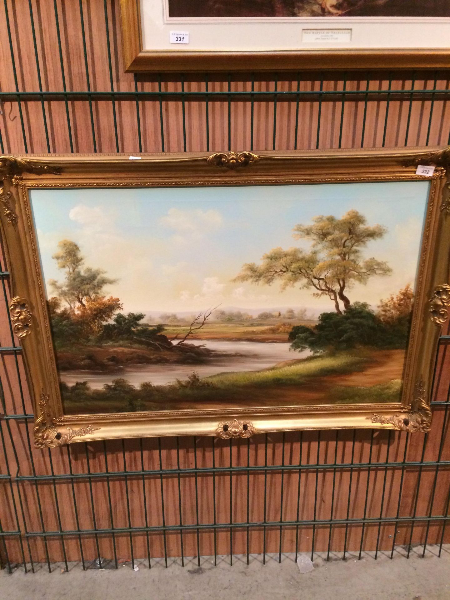 Louise gilt framed oil 'River and trees' 59 x 90cm