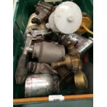 Contents to green crate (crate property of CWH), assorted pneumatic sprayers, drill, gauge etc.