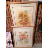 F Neri, two framed still life prints,