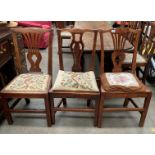 A harlequin set of eight oak country dining chairs - six with vase splat backs (two styles) and two