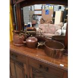 Copper coal scuttle, copper kettle,