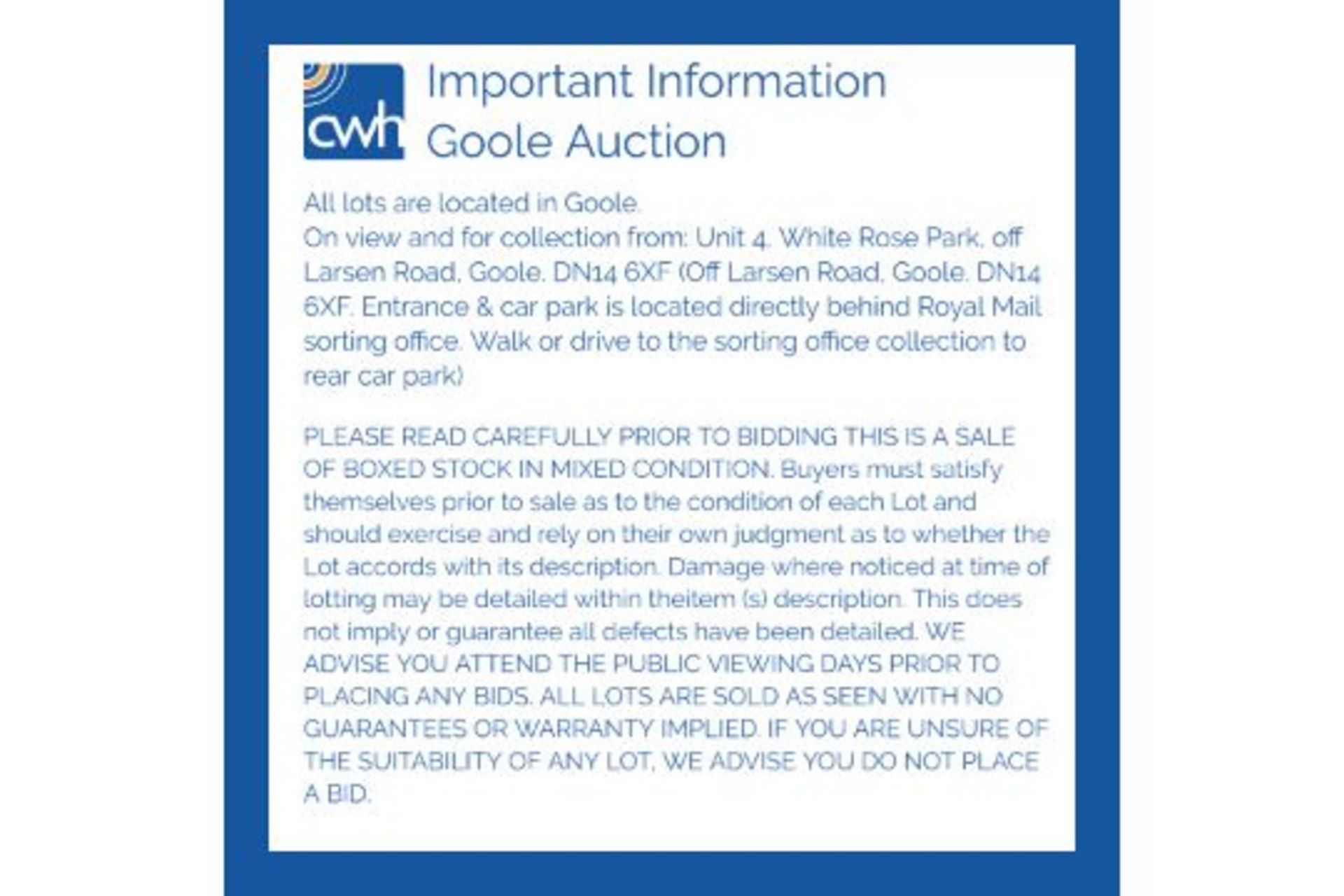 VIEWING AND COLLECTION - GOOLE AREA