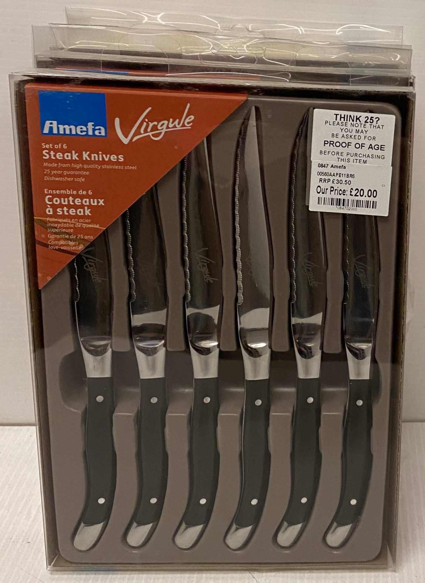 3 x Amefa Virgule sets of 6 black handle