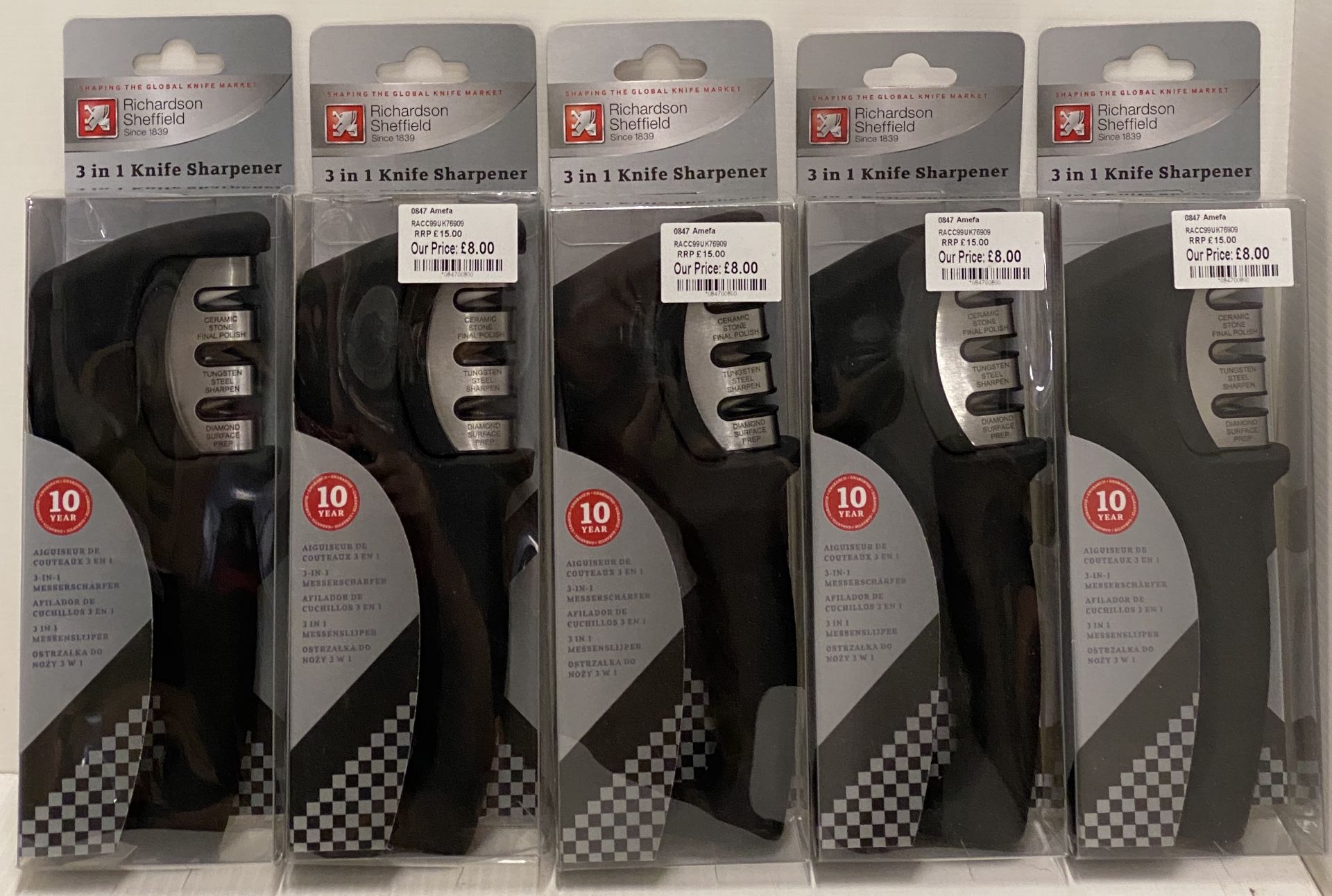 5 x Richardson Sheffield 3 in 1 knife sh