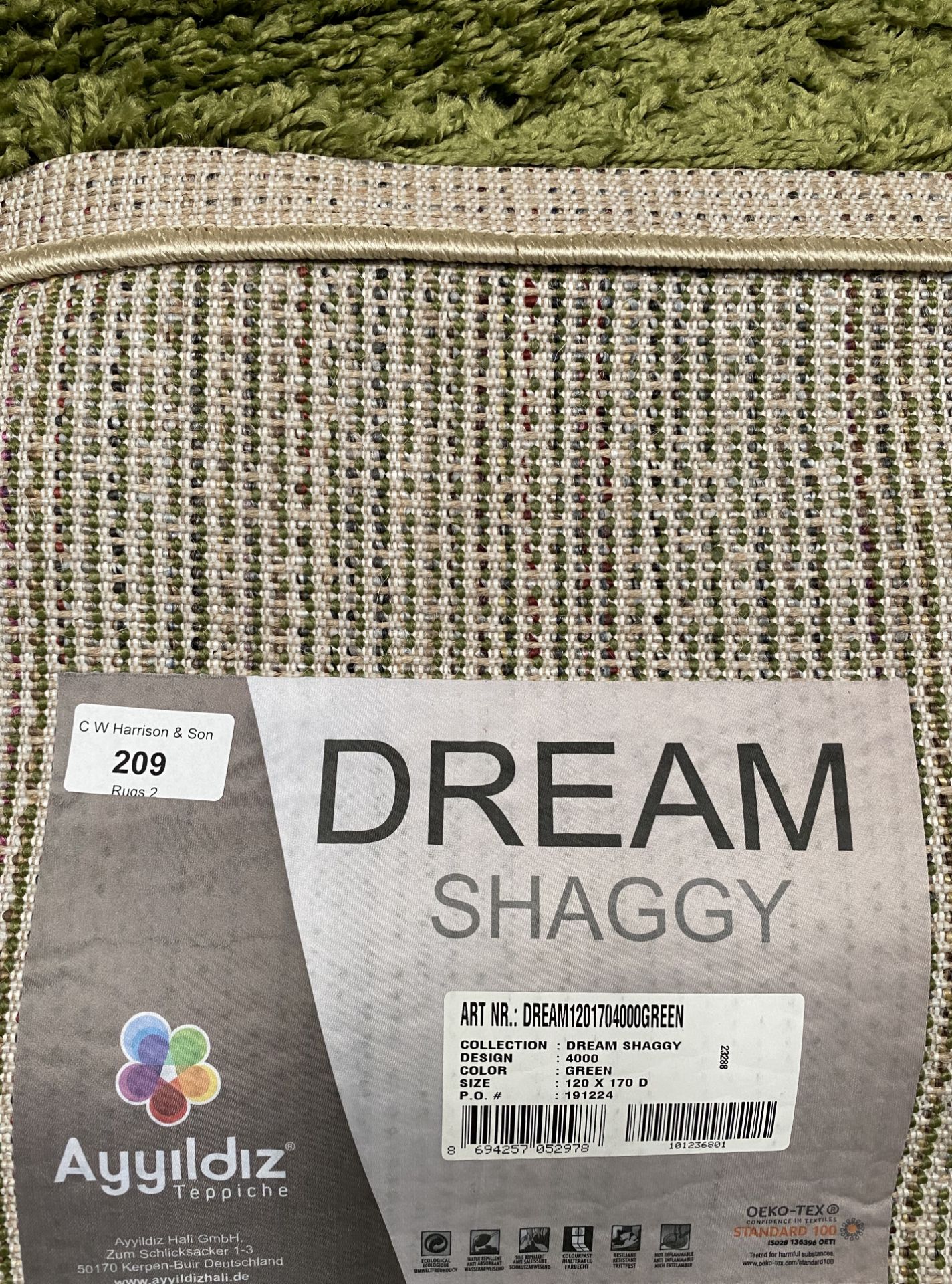 A Dream Shaggy 4000 green rug - 120cm x 170cm - Bild 2 aus 2