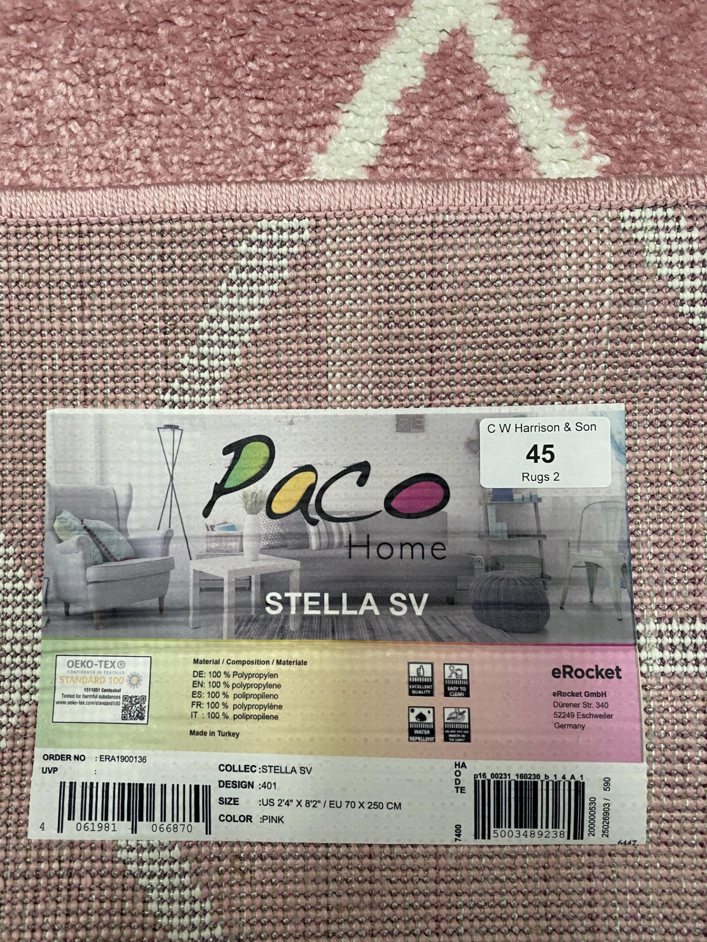 A Paco Home Stella SV 401 pink rug - 70cm x 250cm - Bild 2 aus 2