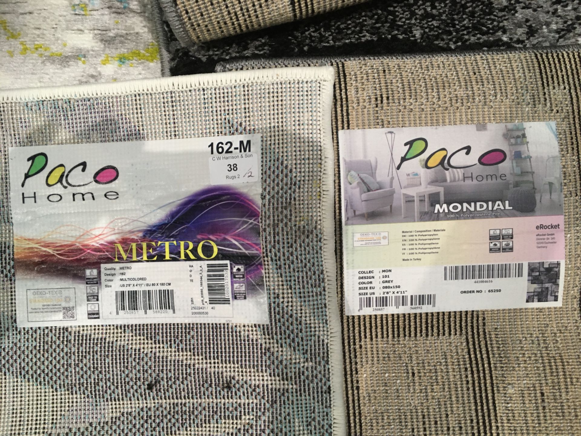 A Paco Home Metro 162 multicoloured rug - 80cm x 150cm and a Paco Home Mondial 101 grey rug - 80cm - Bild 2 aus 2