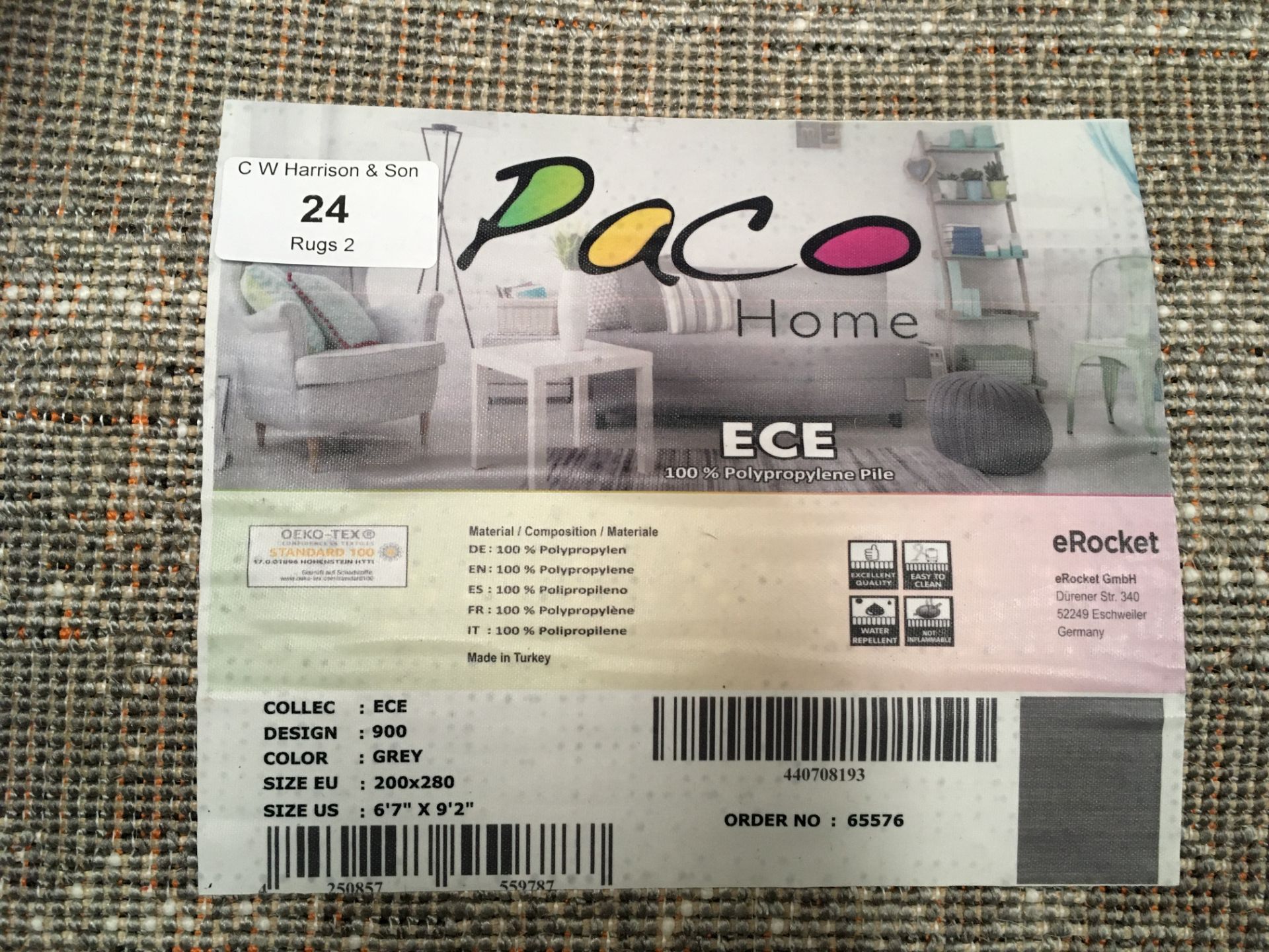 A Paco Home ECE 900 grey rug - 200cm x 280cm - Image 2 of 2