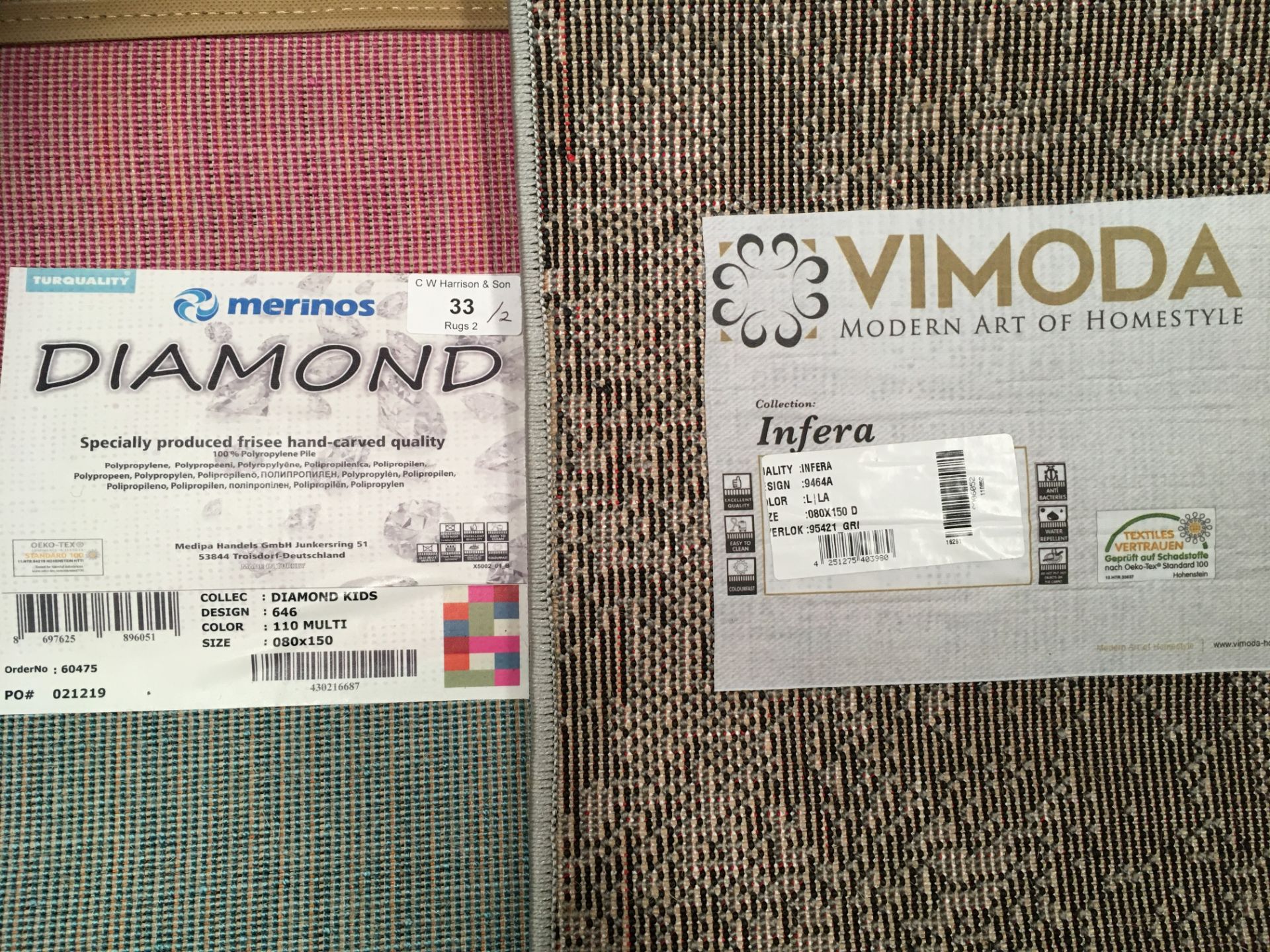 A Merino Diamond Kids 646 110 multicoloured rug 80cm x 150cm and a Vimoda Modern Art of Homestyle - Image 2 of 3