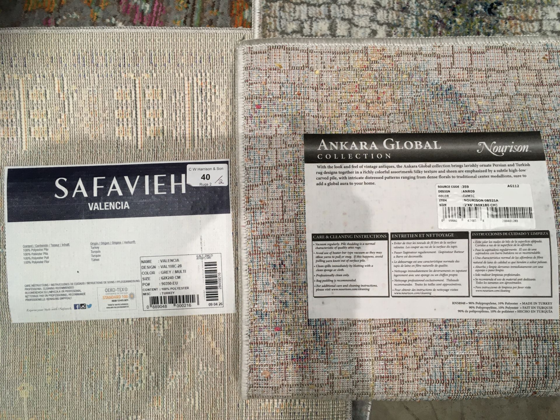 A Safavieh Valencia grey/multicoloured rug - 62cm x 240cm and a Ankara Global Collection ANR09 - Image 2 of 2