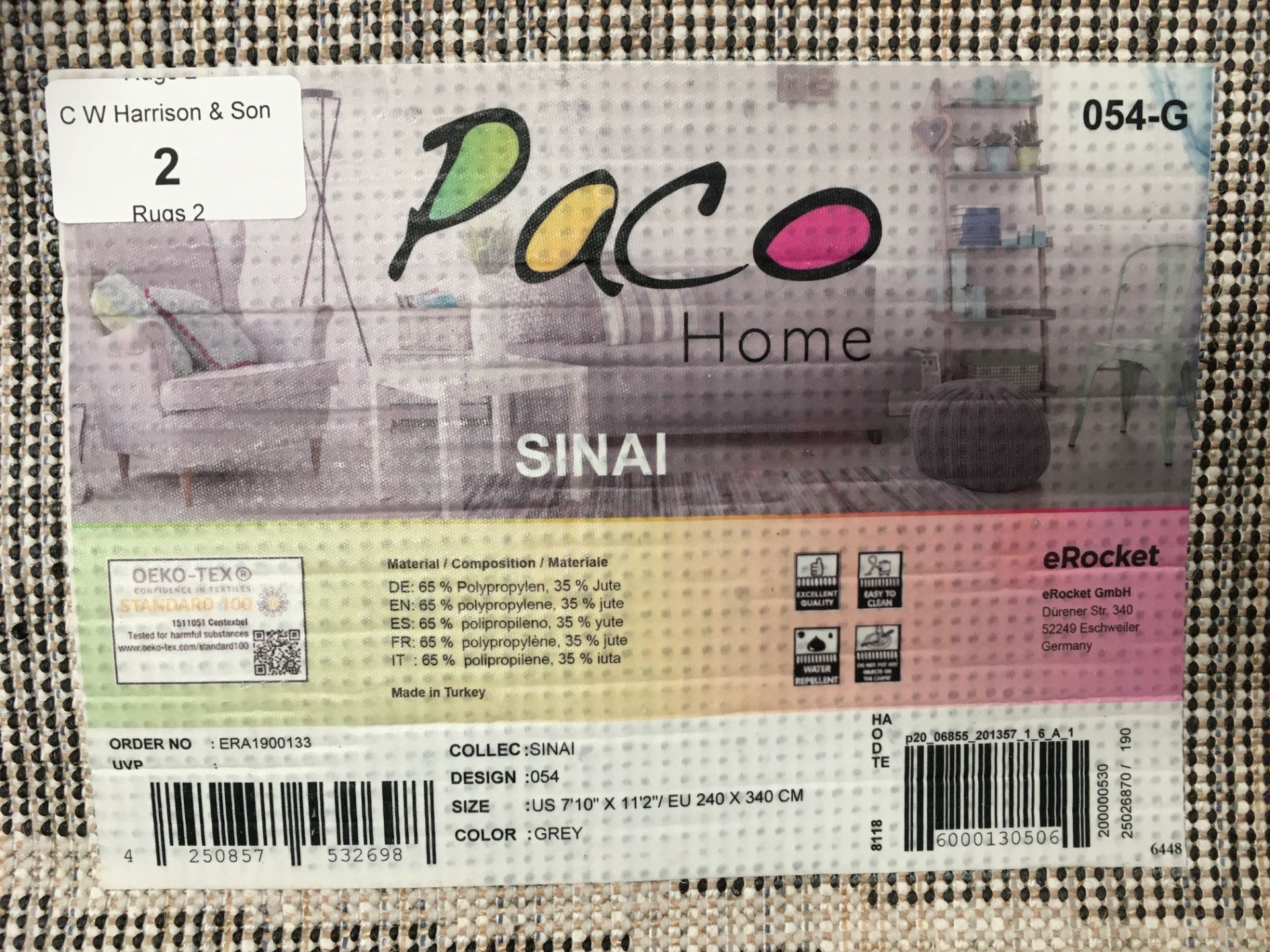 A Paco Home Sinai 054 grey rug - 240cm x 340cm - Image 2 of 2