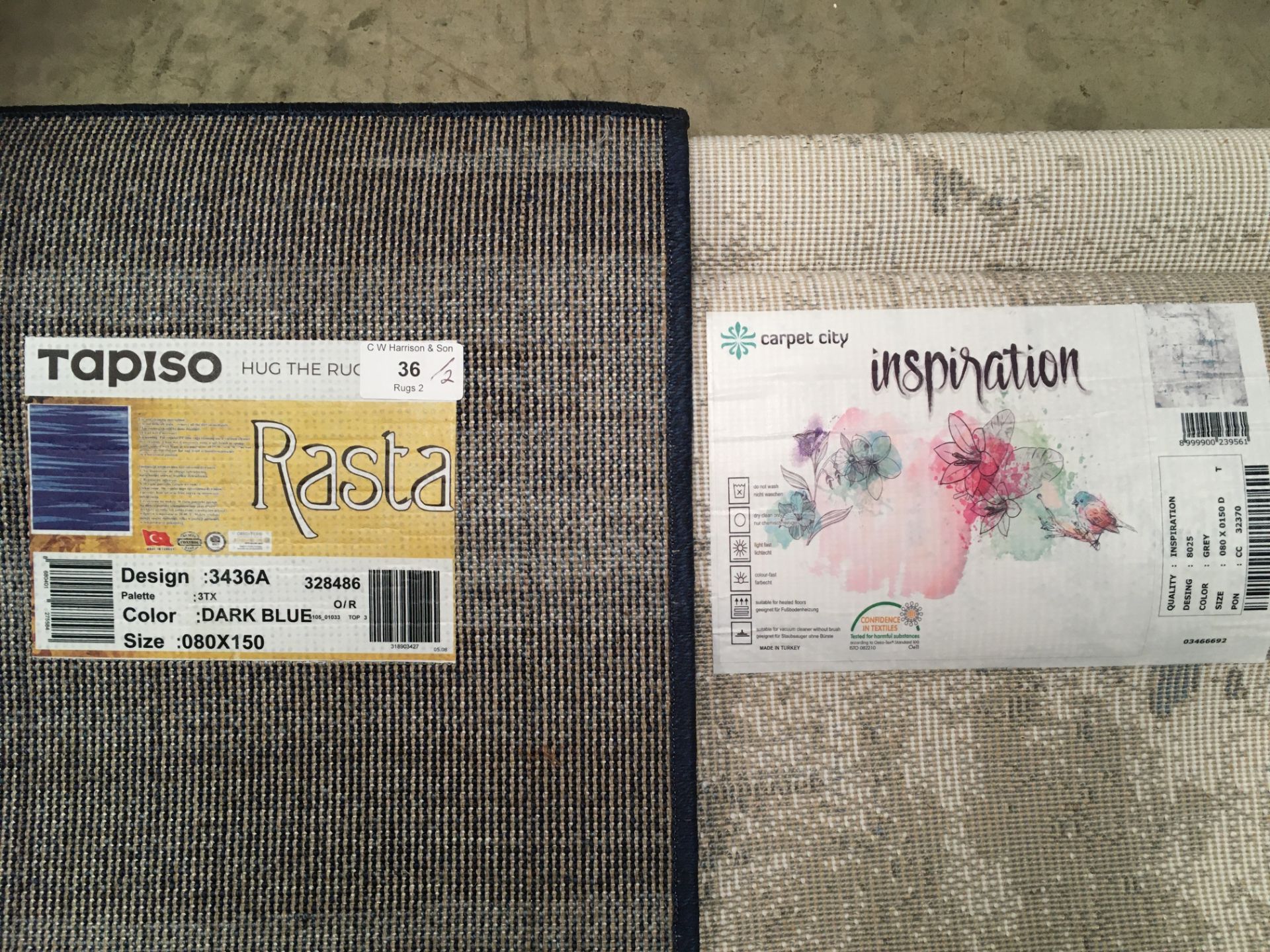 A Tapiso Rasta dark blue rug - 80cm x 150 and a Inspiration 8025 grey rug - 80cm x 150cm - Image 2 of 2