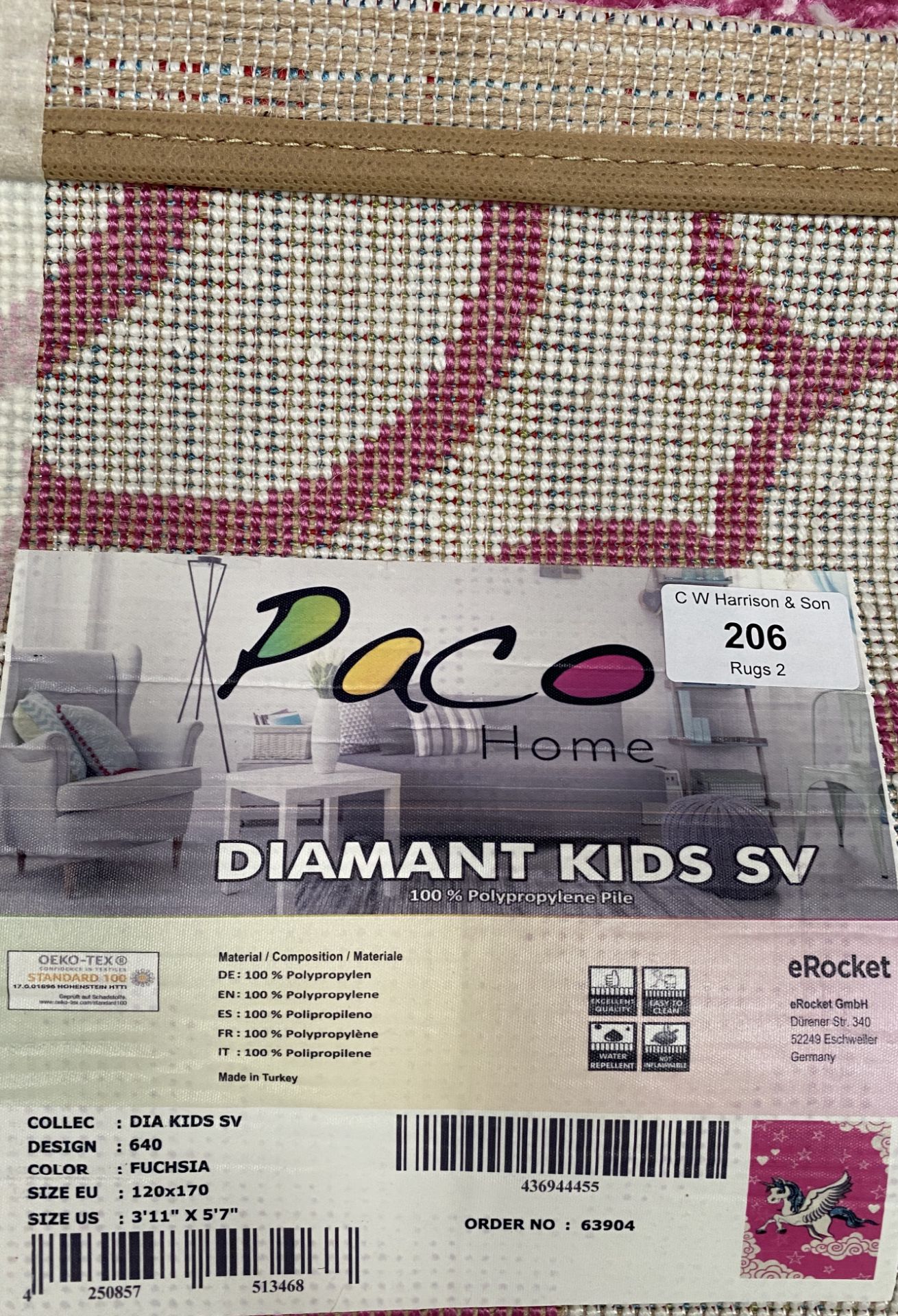 A Paco Home Diamant Kids SV 640 fuchsia rug - 120cm x 170cm - Bild 2 aus 2