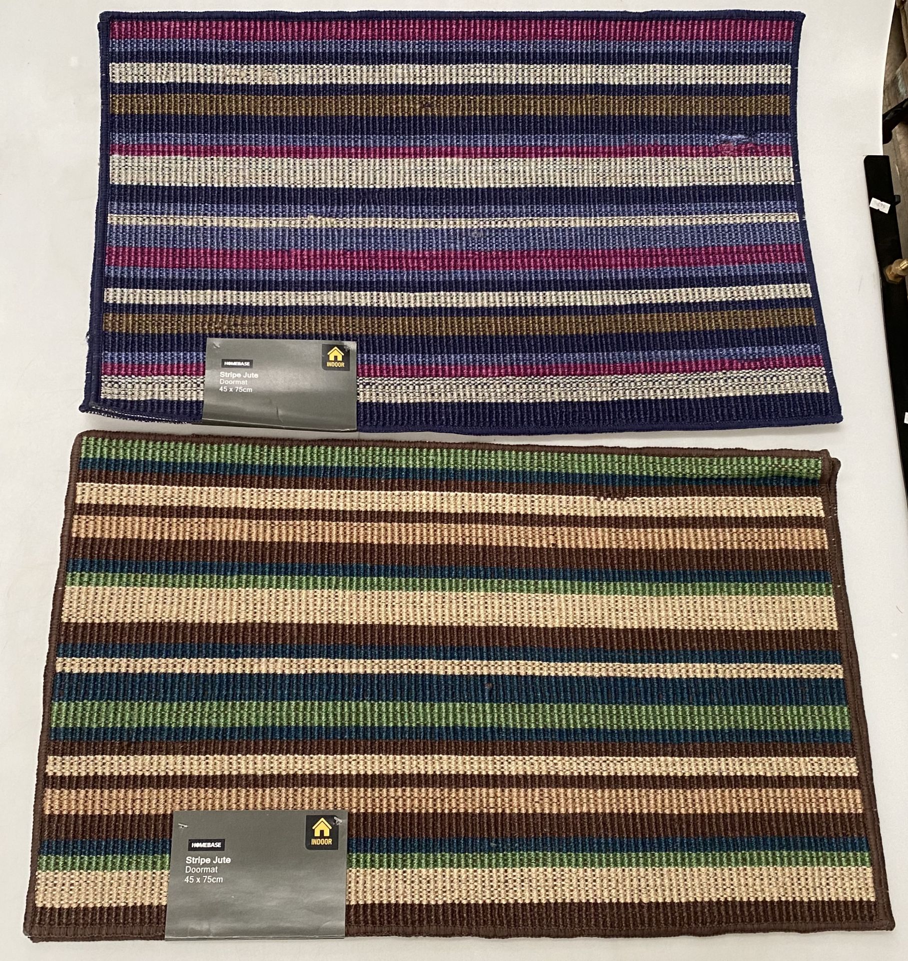 12 x Homebase indoor striped jute doormats - assorted colours - 45cm x 75 cm