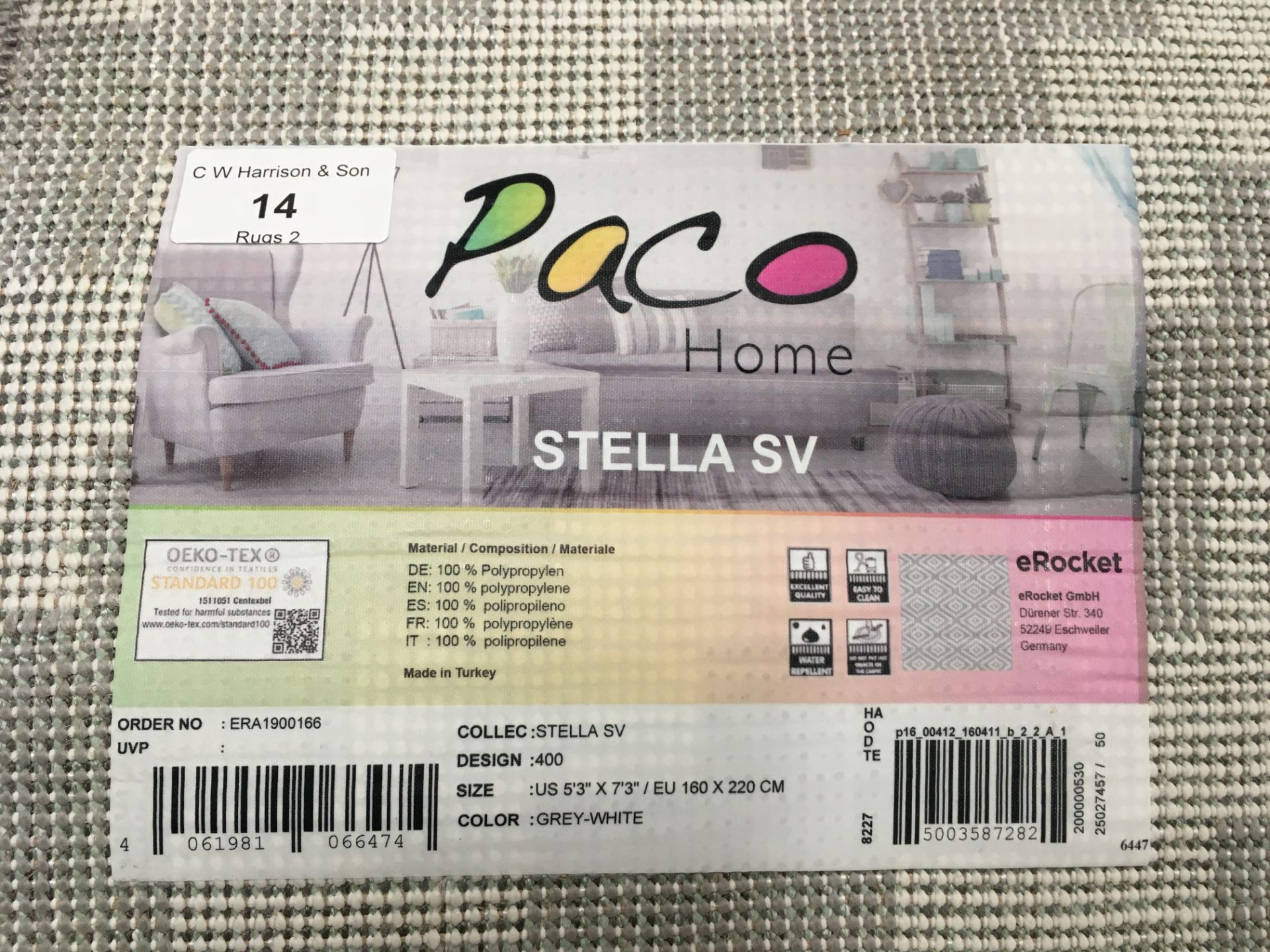 A Paco Home Stella SV 400 grey/white rug - 160cm x 120cm - Image 2 of 2