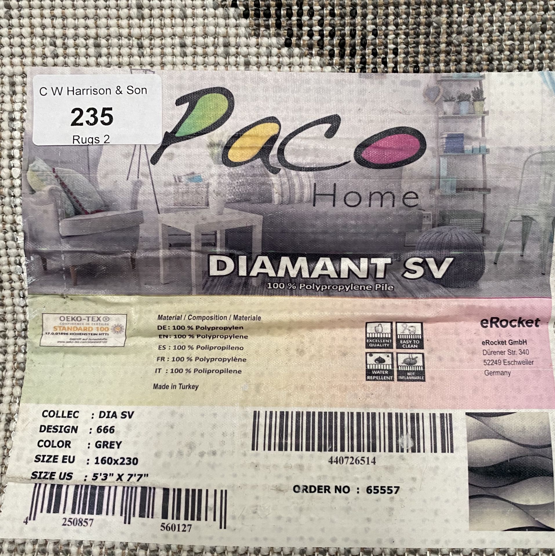 A Paco Home Diamant SV 666 grey rug - 160cm x 230cm - Bild 2 aus 2