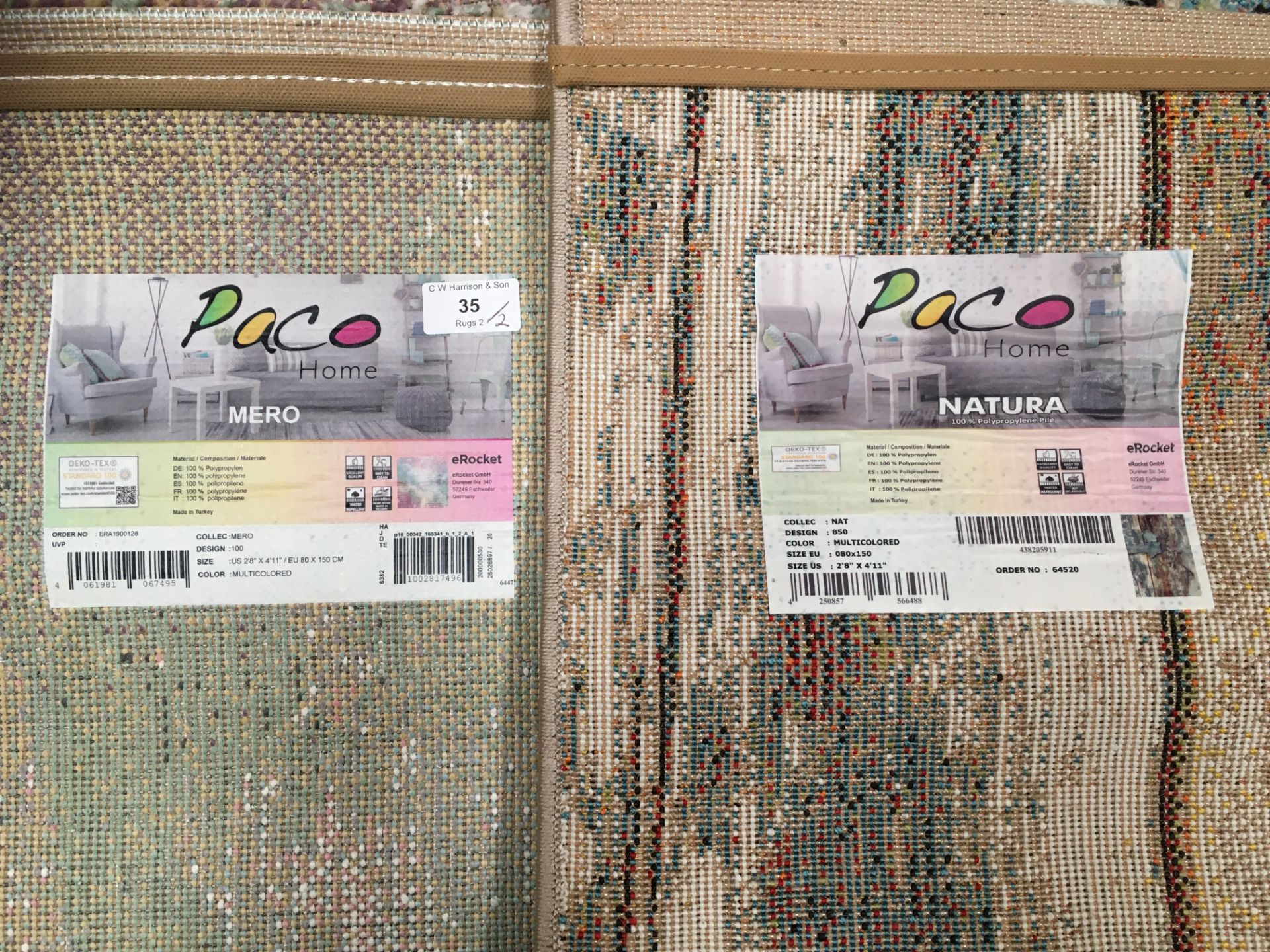 A Paco Home Mero multicoloured rug - 80cm x 150cm and a Paco Home Natura multicoloured rug - 80cm x - Image 2 of 2