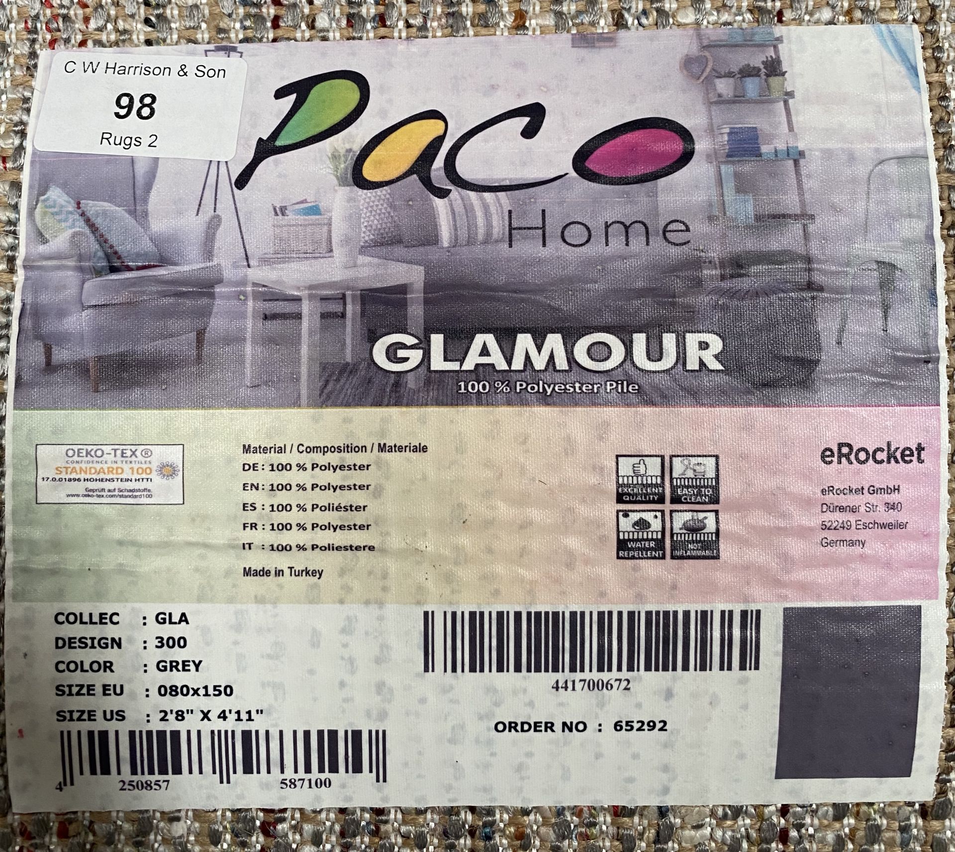 A Paco Home Glamour 300 grey rug - 80cm x 150cm - Bild 2 aus 2