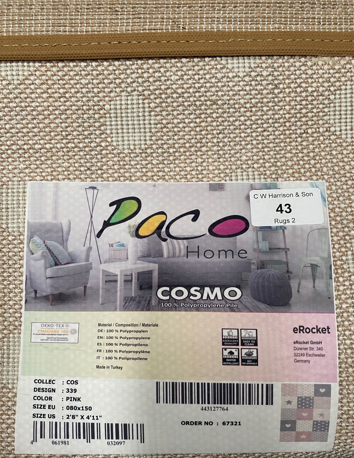 A Paco Home Cosmo pink rug - 80cm x 150cm - Bild 2 aus 2