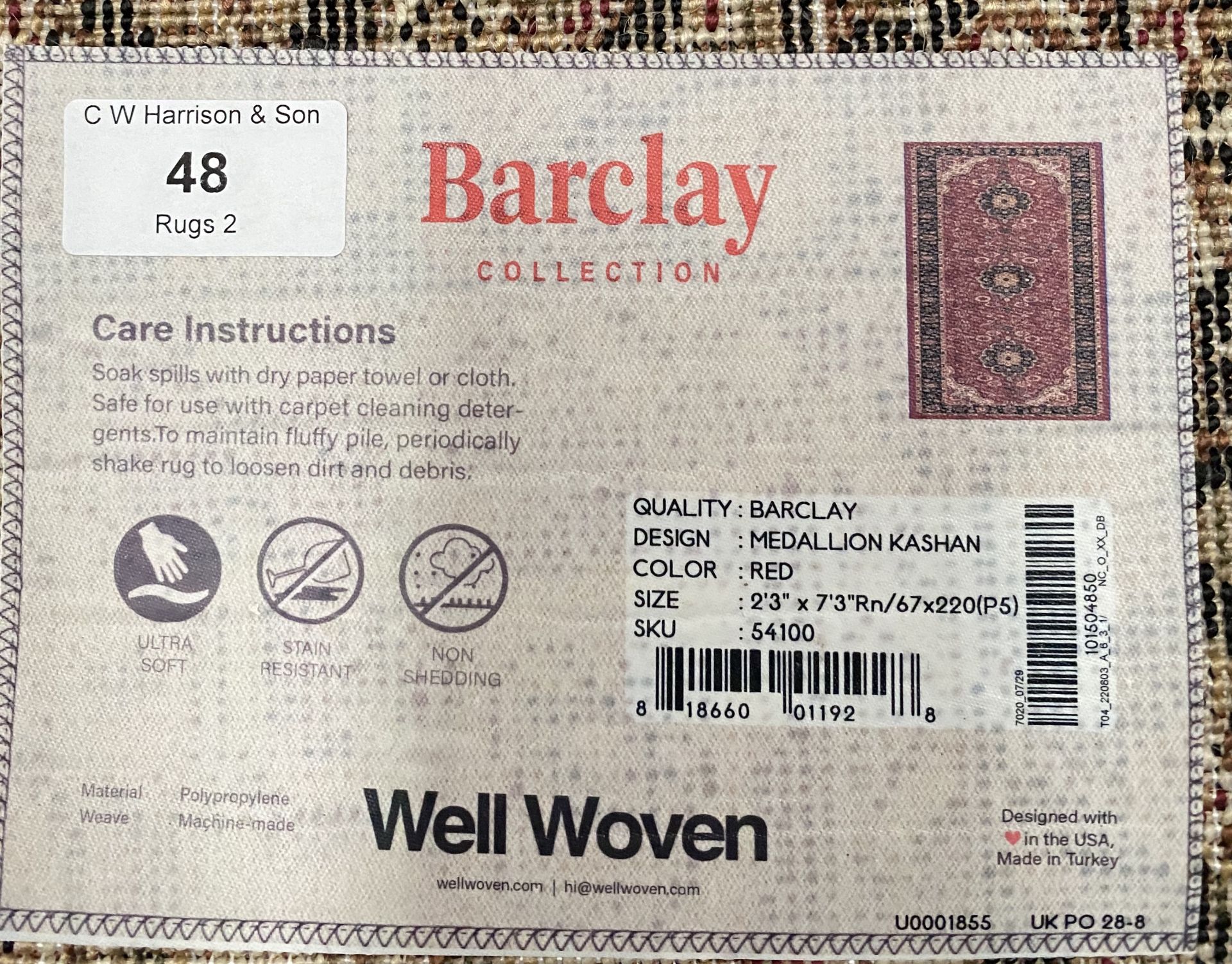 A Barclay Collection Medallion Kashan red rug - 67cm x 220cm - Image 2 of 2