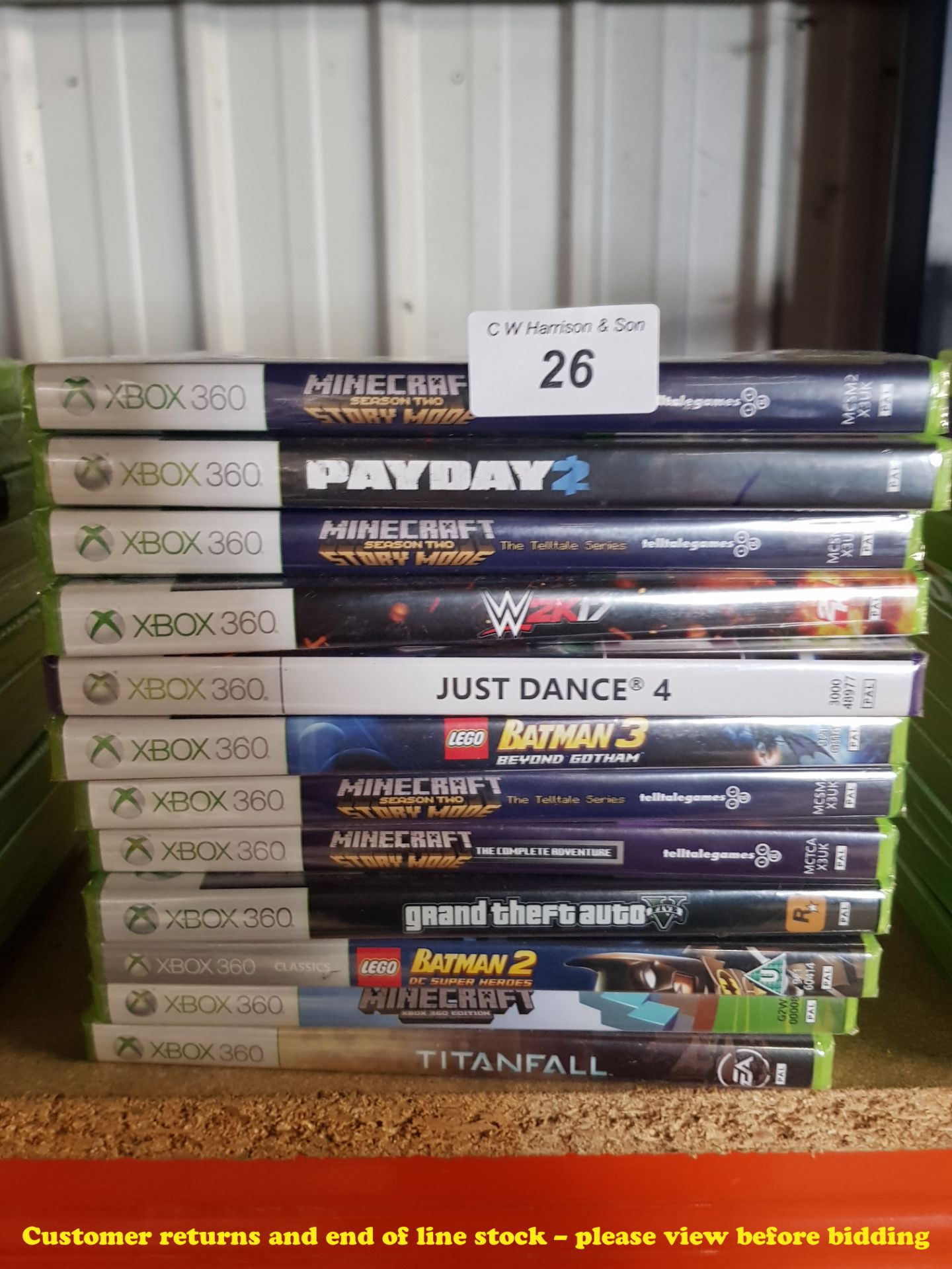 12 X MIXED XBOX 360 GAMES (ALL SEALED / AS NEW) TO INC GRAND THEFT AUTO 5, MINECRAFT, TITANFALL,