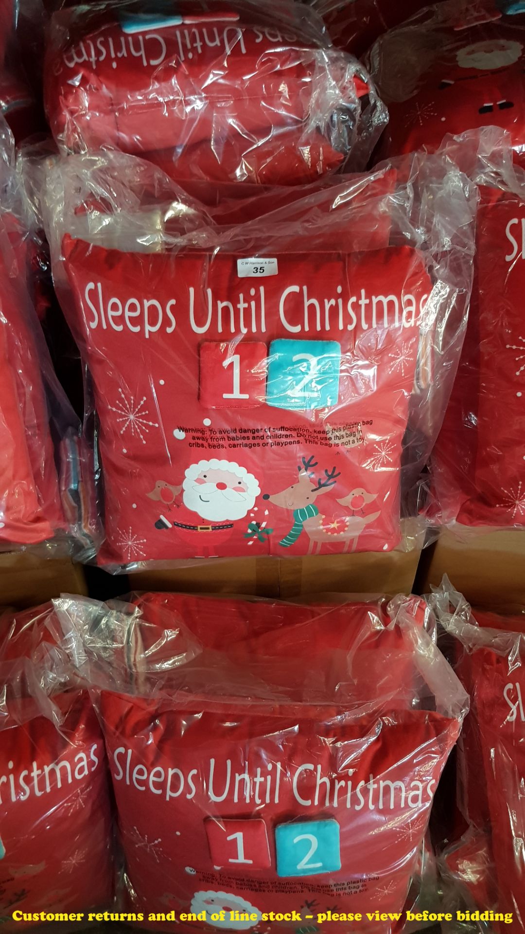 6 X COUNTDOWN TO CHRISTMAS CUSHIONS (TWIN PACKS – 12X CUSHIONS)