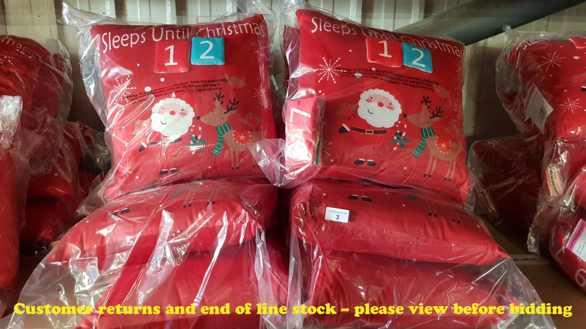 6 X COUNTDOWN TO CHRISTMAS CUSHIONS (TWIN PACKS – 12X CUSHIONS)