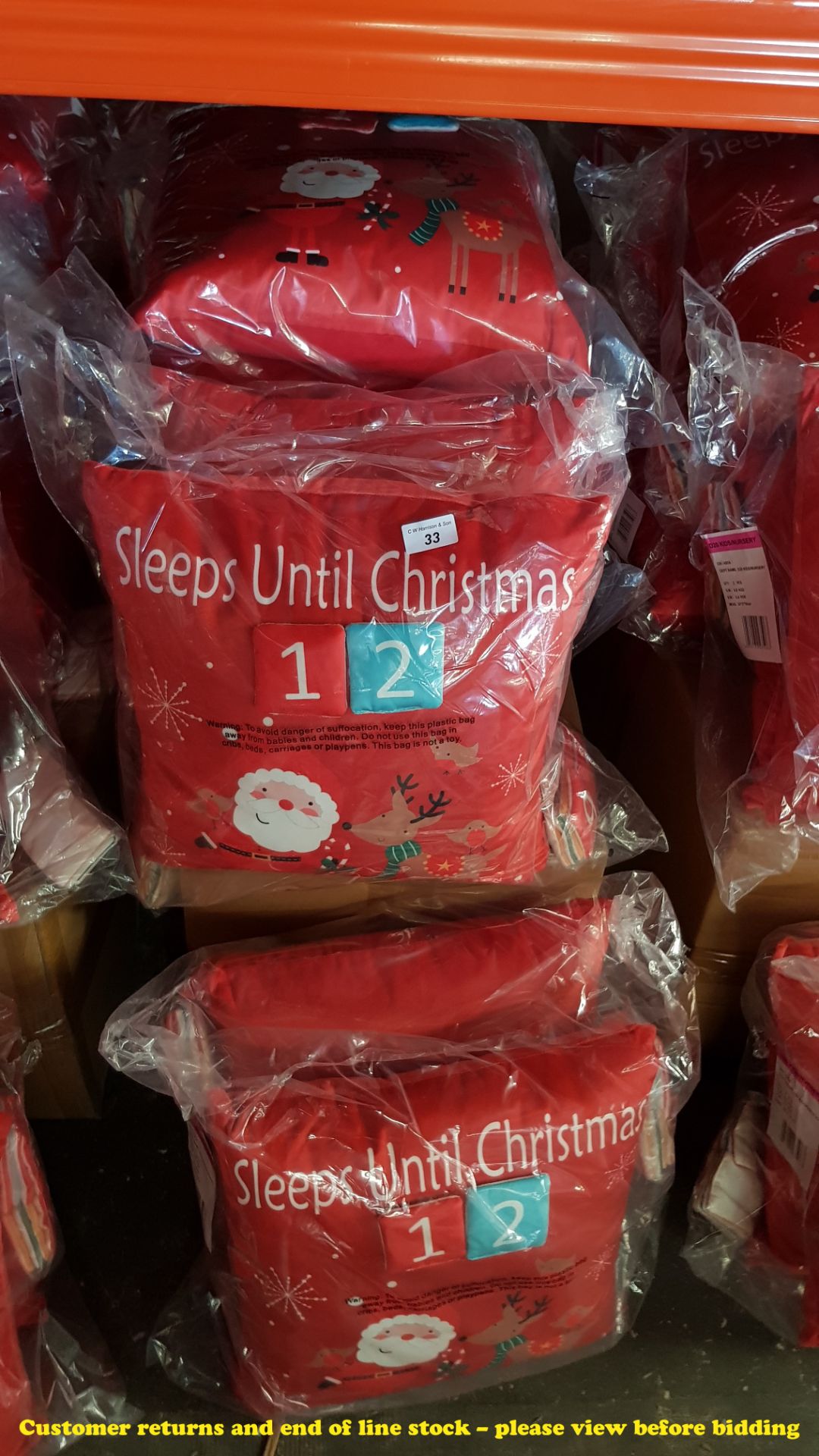 6 X COUNTDOWN TO CHRISTMAS CUSHIONS (TWIN PACKS – 12X CUSHIONS)