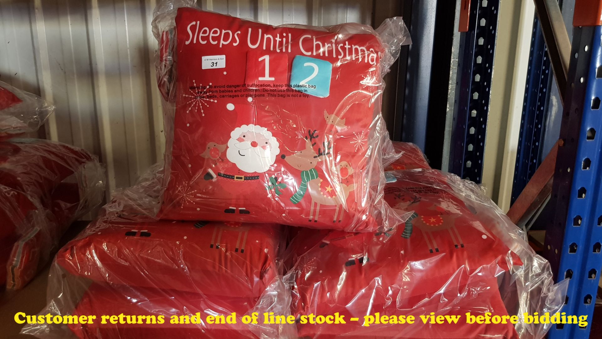 6 X COUNTDOWN TO CHRISTMAS CUSHIONS (TWIN PACKS – 12X CUSHIONS)