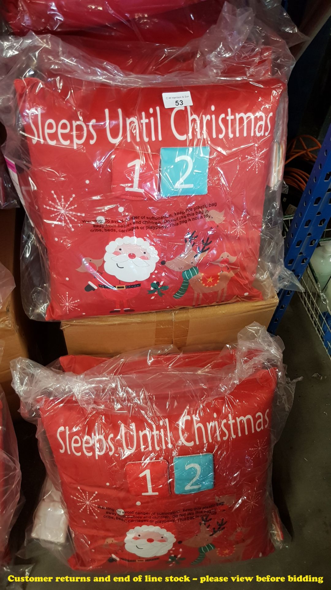 6 X COUNTDOWN TO CHRISTMAS CUSHIONS (TWIN PACKS – 12X CUSHIONS)